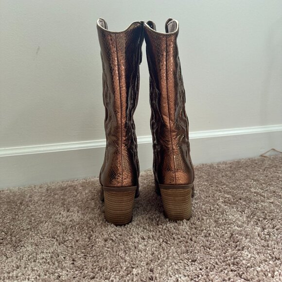 NWT Women's Michael Shannon Metallic Bronze/Gold Cowboy Boots Size 8 - Picture 6 of 11